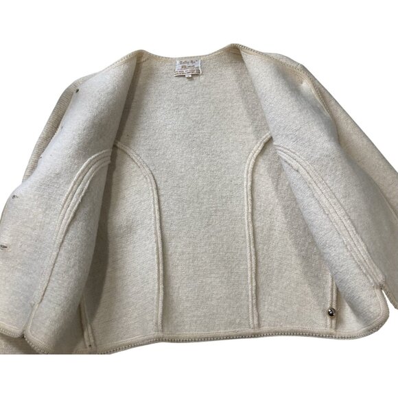Vtg Tally Ho Cardigan Sweater Jacket Womens 8 Off-White Gold Secretary Old Money - Picture 9 of 14